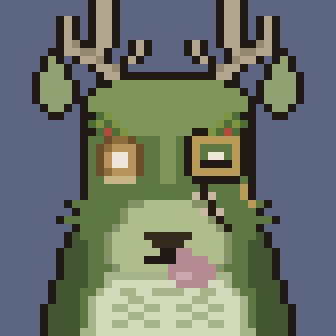 a stag in a monk robe with nerd glasses