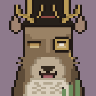 a stag with diamond eyes and a gold chain